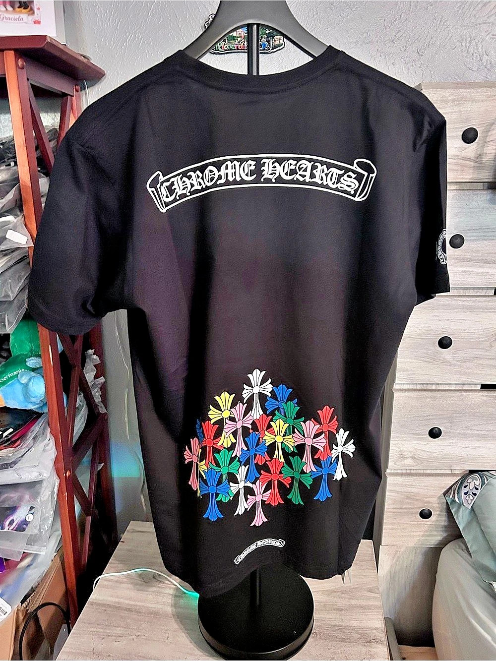 High quality Chrome Hearts Multi Color Cross Cemetery T-Shirt Black